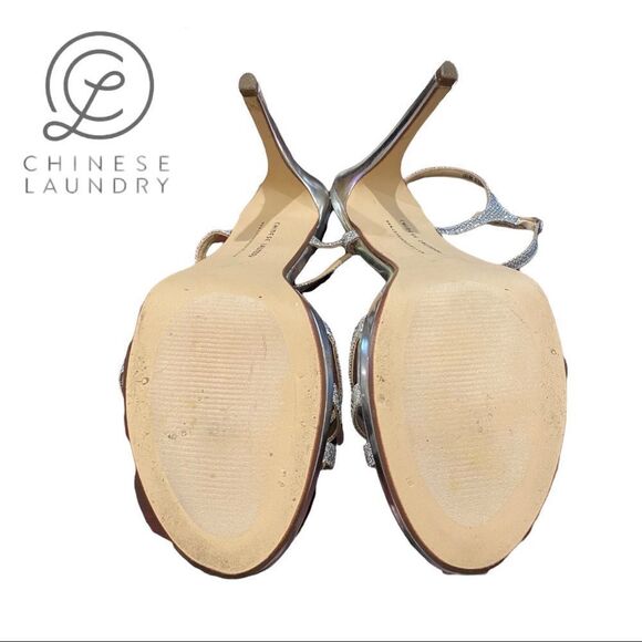 Chinese Laundry Women's Silver Sparkle Strappy Ankle Strap Heels 11 - Picture 4 of 4